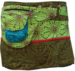 WOMEN REVERSIBLE BOTH SIDE WRAP ROUND HIPPIE POPPER SKIRTS