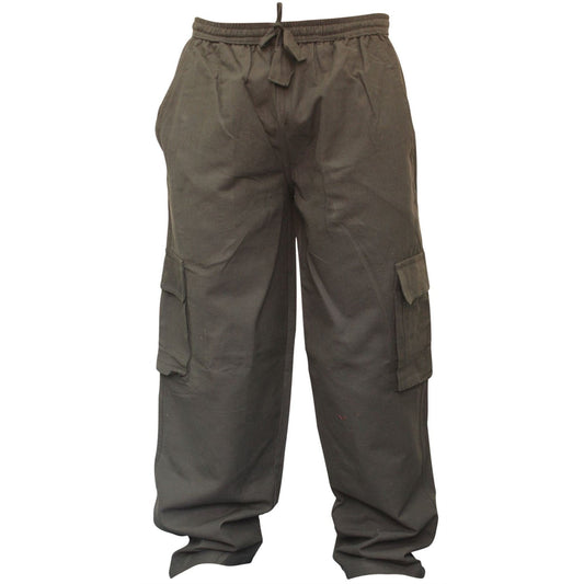MENS PLAIN COLOUR HEMP HIPPIE COMBAT TROUSERS