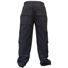 MENS PLAIN COLOUR HEMP HIPPIE COMBAT TROUSERS