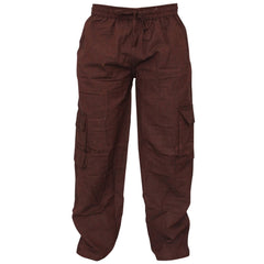 MENS PLAIN COLOUR HEMP HIPPIE COMBAT TROUSERS