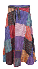 Women Wrap Round Hippie Festival Solid Patchwork Boho Multicoloured Long Skirt