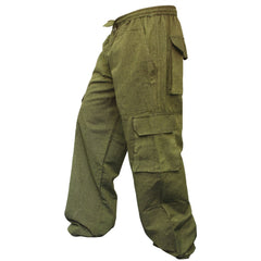 MENS PLAIN COLOUR HEMP HIPPIE COMBAT TROUSERS