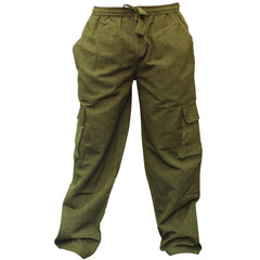 MENS PLAIN COLOUR HEMP HIPPIE COMBAT TROUSERS