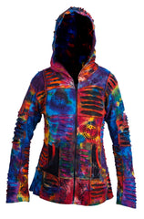 Women's Tie-Dye Cotton Stylish Festival Hippy Ribbed Hoodie