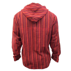 MEN LIGHTWEIGHT MULTICOLOUR DHARKE STRIPE GRANDAD HOODIE SHIRT