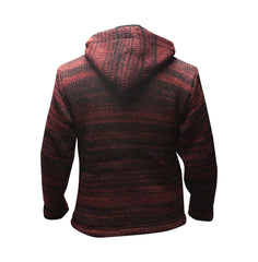 Tie Dye Hooded Wool Jacket, Fleece Lined Long Sleeve Full Zip Hoodie Hippie Sweater for Men