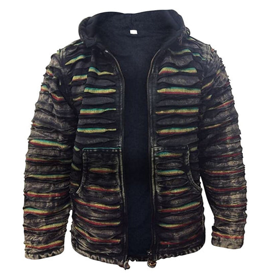 Men's Slashed Detail Hooded Jacket