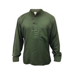 Men's Linen Collarless Grandad Shirt