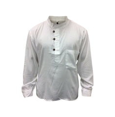Men's Linen Collarless Grandad Shirt