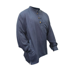 Men's Linen Collarless Grandad Shirt