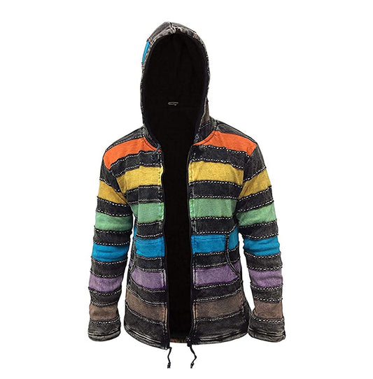 Men's Rainbow Striped Zip Up Hoodie