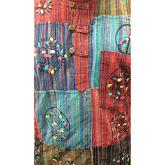 Mens Patchwork Stripe Hippie Grandad Shirts
