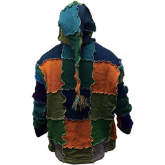 Mens Pixie Wool Hooded Outstich Jacket, Nepalese Hand Made Super Cosy Sweatshirt