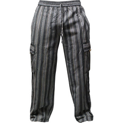 Men Stripes Wide Leg Hippie Multicolour Boho Festival Cargo Trousers, Casual Combat Pants