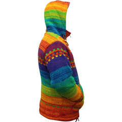 Mens Rainbow Tie Dye High Neck Woollen Winter Jacket