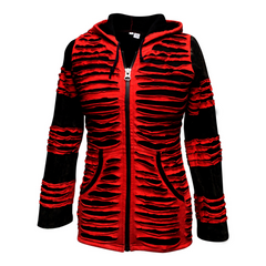 Women Slashed Gothic Razor Cut Hooded Hippie Jacket
