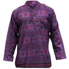 Men's Om Print Hippie Grandpa Shirt