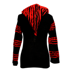 Women Slashed Gothic Razor Cut Hooded Hippie Jacket