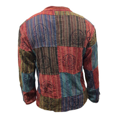 Mens Patchwork Stripe Hippie Grandad Shirts