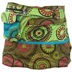 WOMEN REVERSIBLE BOTH SIDE WRAP ROUND HIPPIE POPPER SKIRTS