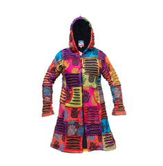 Women's Patchwork Henna Hand Long Coat