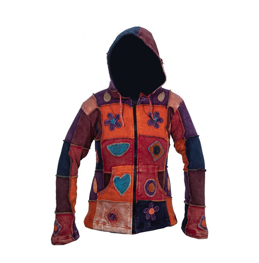 Women's Patchwork Floral Embroidery Hooded Jacket