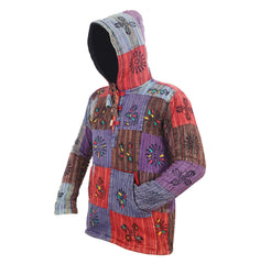 Men's Symbol Striped Patchwork Hooded Shirt