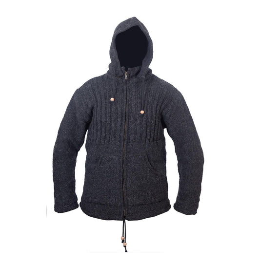Men's Woolen High Neck Fleece Lined Camping Warm Jacket
