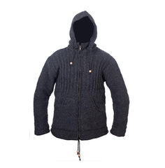 Men's Woolen High Neck Fleece Lined Camping Warm Jacket