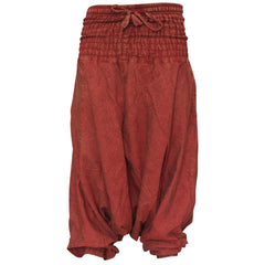 WOMEN STONEWASHED LOOSE FIT PLAIN HIPPIE HAREM TROUSER