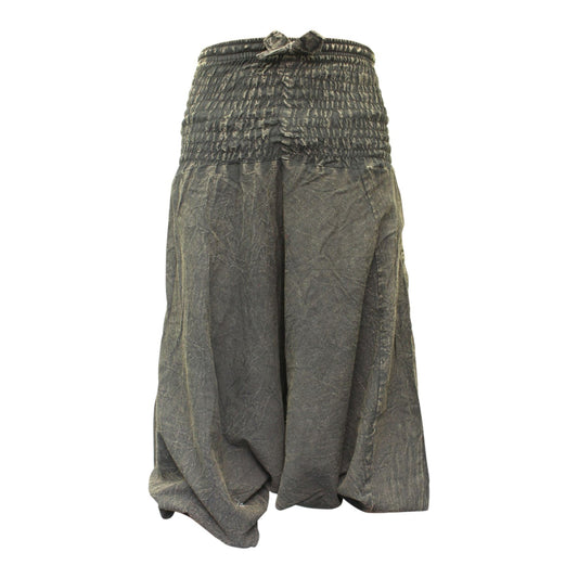 WOMEN STONEWASHED LOOSE FIT PLAIN HIPPIE HAREM TROUSER