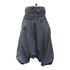 WOMEN STONEWASHED LOOSE FIT PLAIN HIPPIE HAREM TROUSER