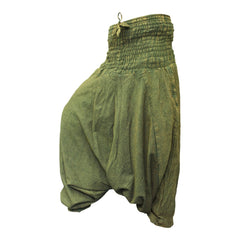 WOMEN STONEWASHED LOOSE FIT PLAIN HIPPIE HAREM TROUSER