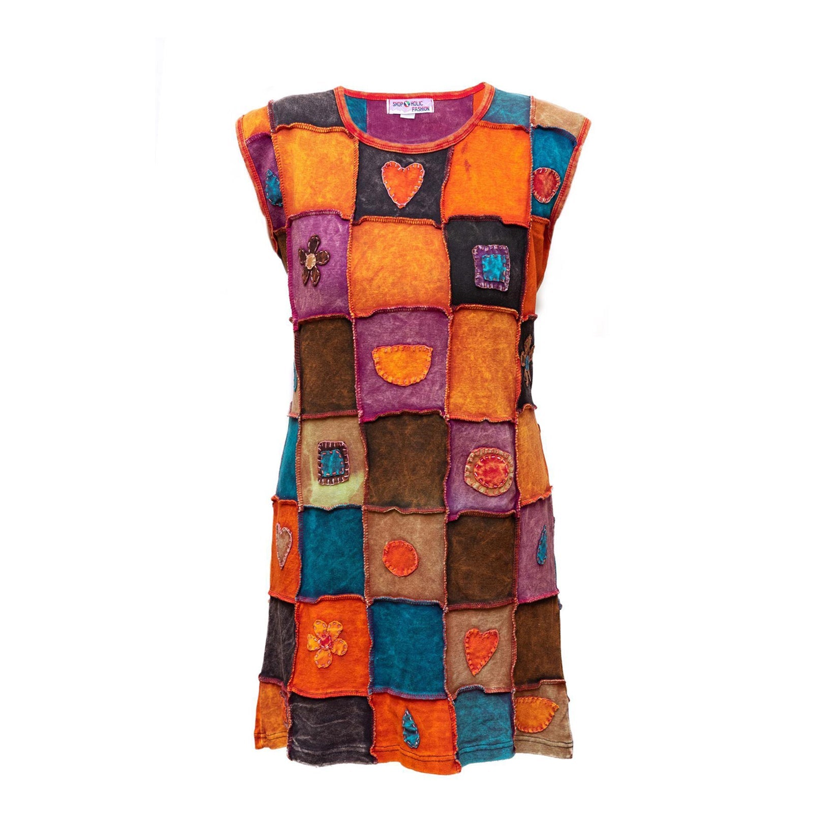 embroidered-scoop-neck-knee-length-dress-for-women