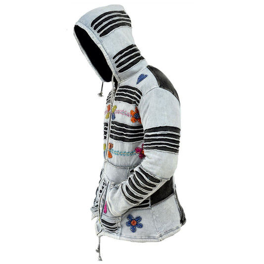 Women's Stonewashed Gothic Hippie Hooded Jacket