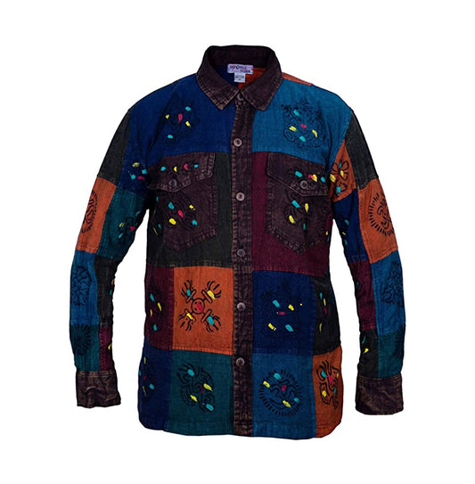 long-sleeve-button-down-patchwork-shirt-for-men