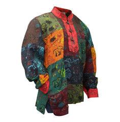 long-sleeve-elephant-printed-kurtha-shirt-for-men