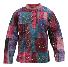 Men's Patchwork & Symbols Grandad Shirt