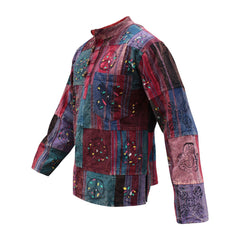 Men's Patchwork & Symbols Grandad Shirt