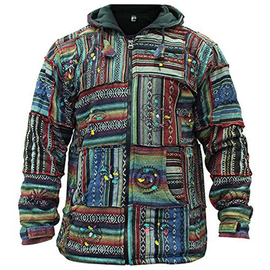 Men's Cotton Outstiched Hippie Hoodie Jacket