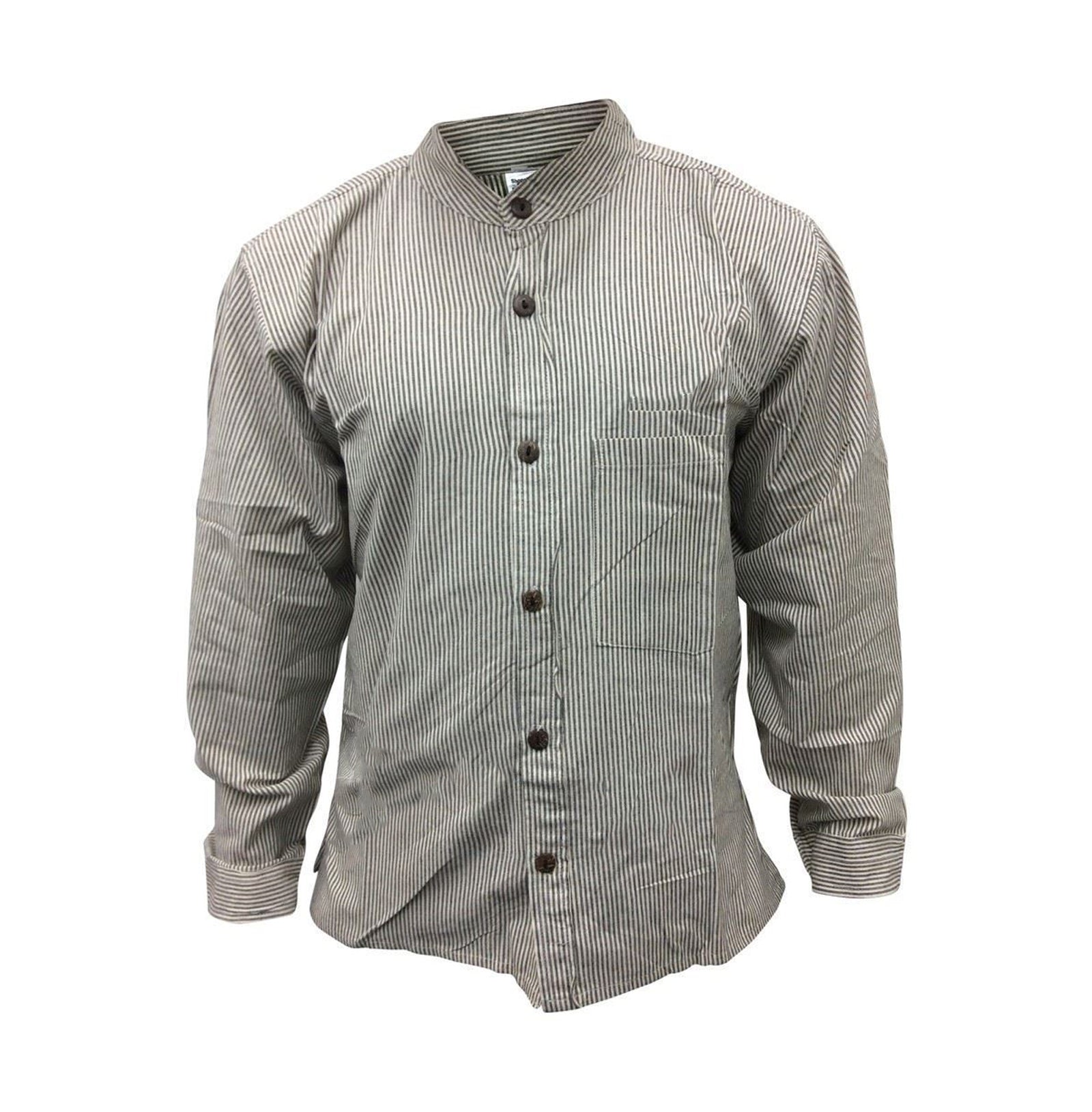 mens-pinstripe-collarless-classic-summer-shirt