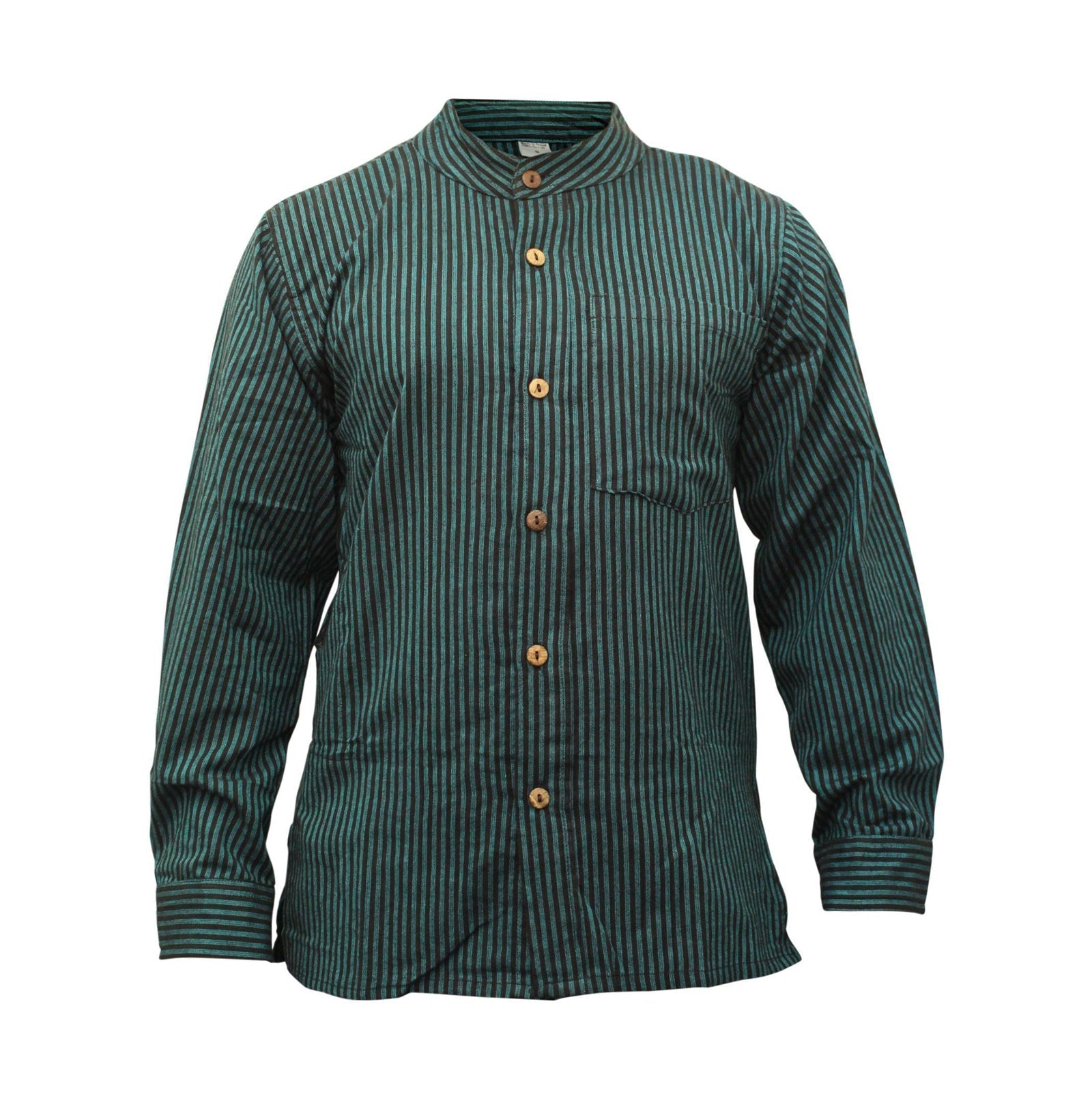 mens-pinstripe-collarless-classic-summer-shirt