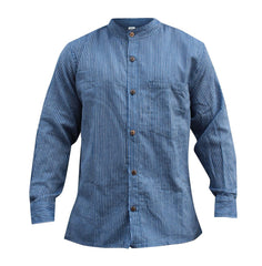 mens-pinstripe-collarless-classic-summer-shirt