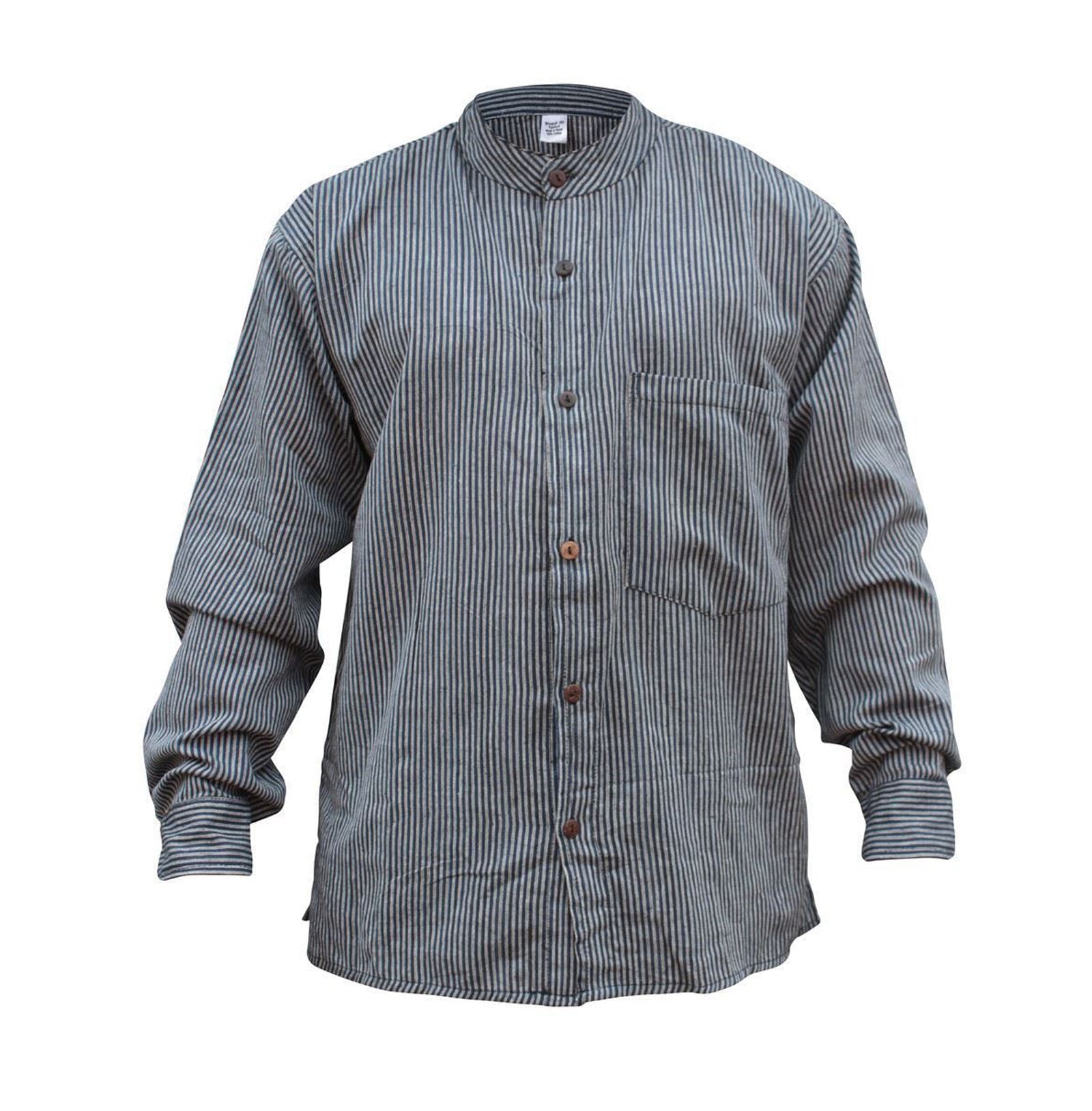 mens-pinstripe-collarless-classic-summer-shirt
