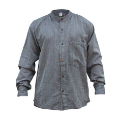 mens-pinstripe-collarless-classic-summer-shirt