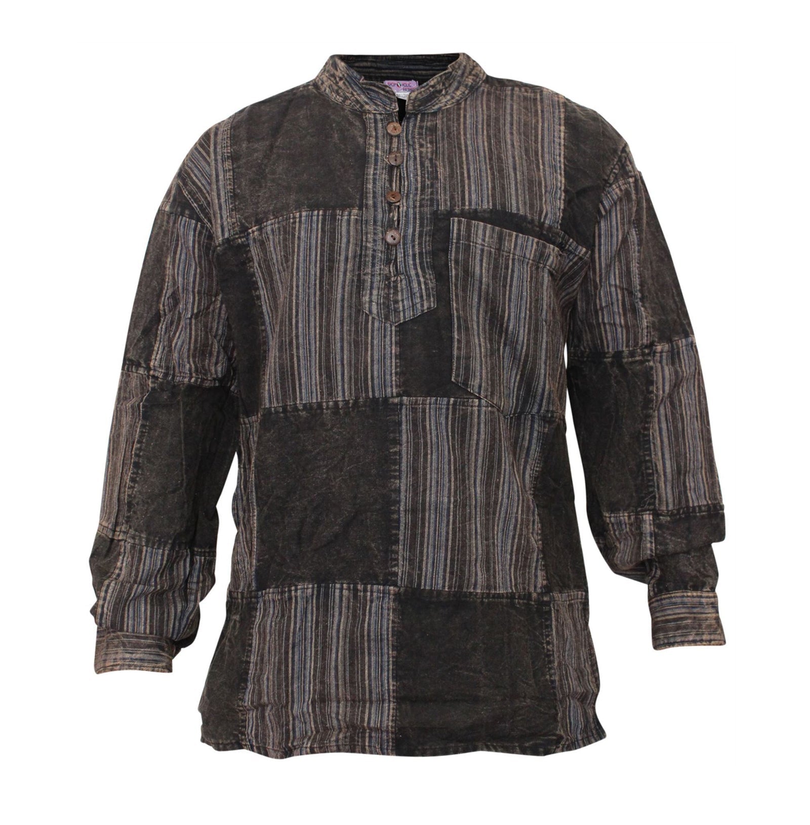 stonewashed-stripe-plain-patch-shirt-for-men