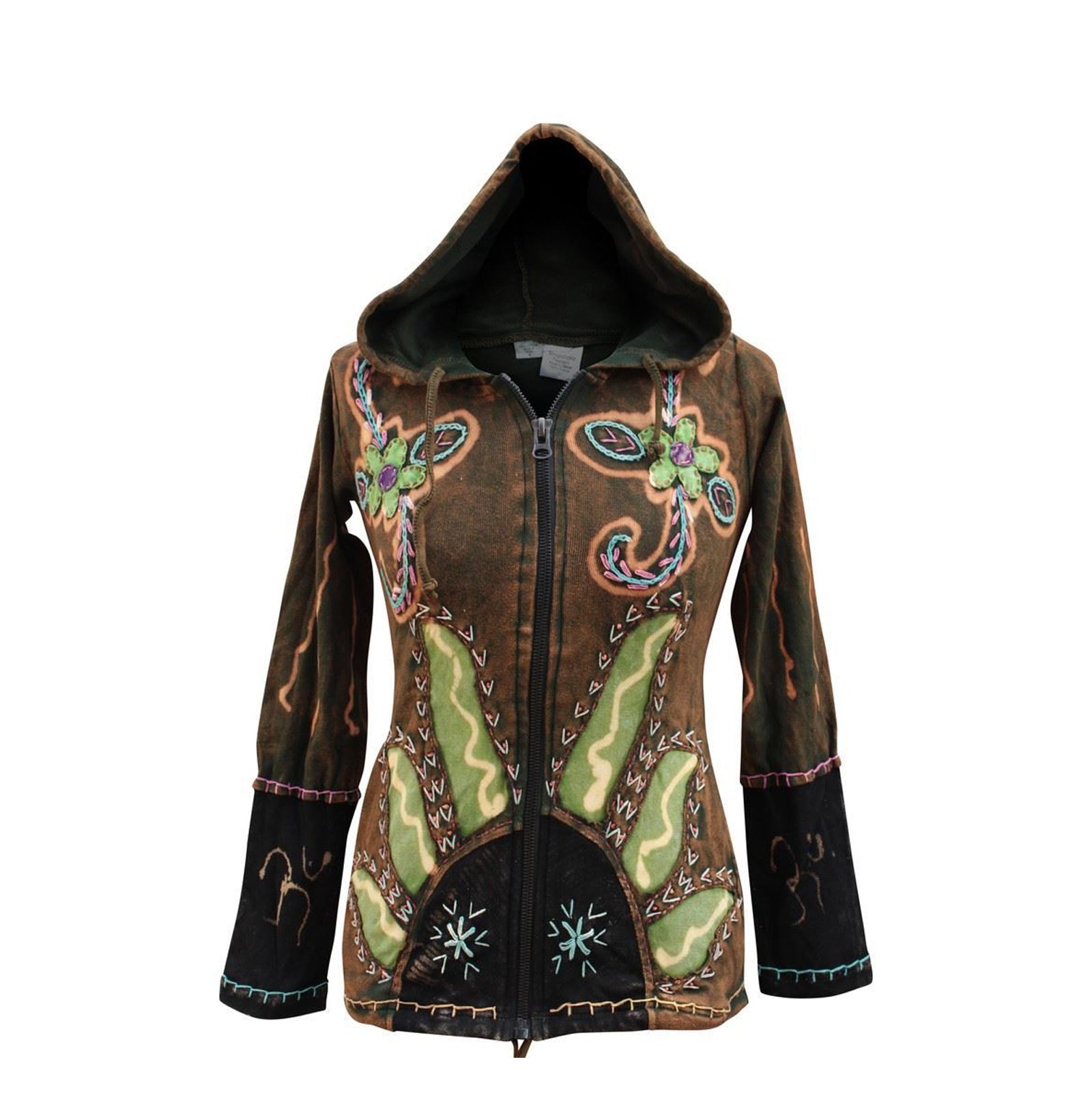 sun-flames-floral-print-hoodie-jacket-for-women