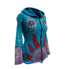 sun-flames-floral-print-hoodie-jacket-for-women