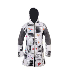 Women's Floral Embroidery & Checkered Long Coat