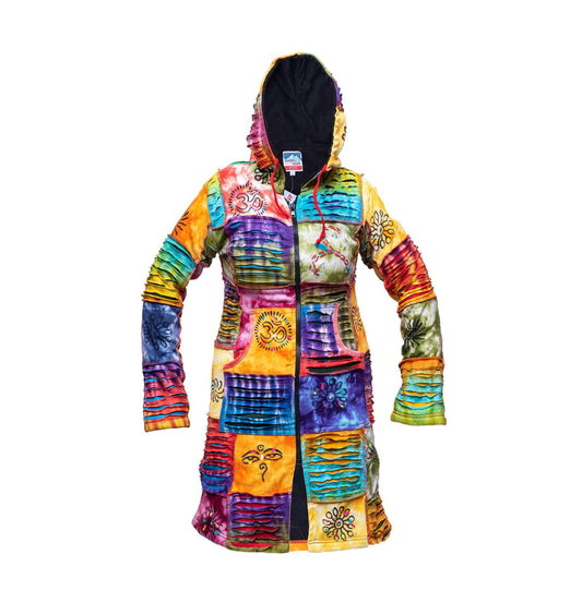 Women's Patchwork Tie Dye Long Coat